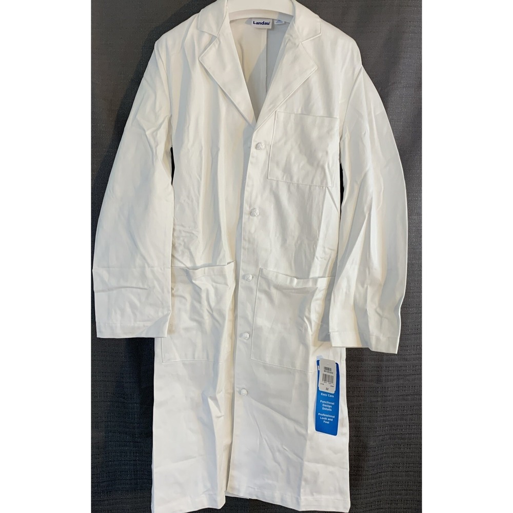 Landau Women's 3 Pocket White  Lab Coat 3138 Size 32 WWF  New W/Tags